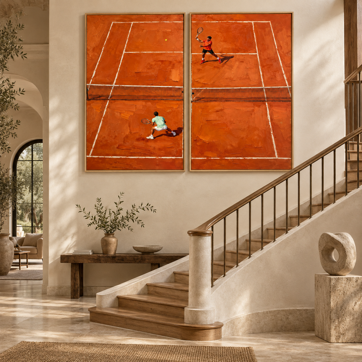Contemporary Art | Clay Court Rally — Tennis Diptych