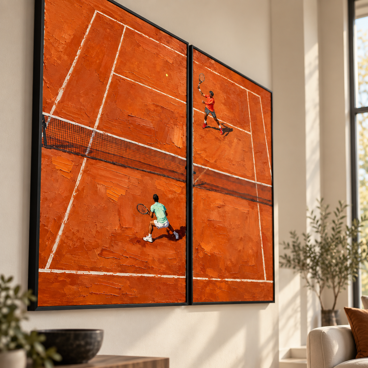Contemporary Art | Clay Court Rally — Tennis Diptych