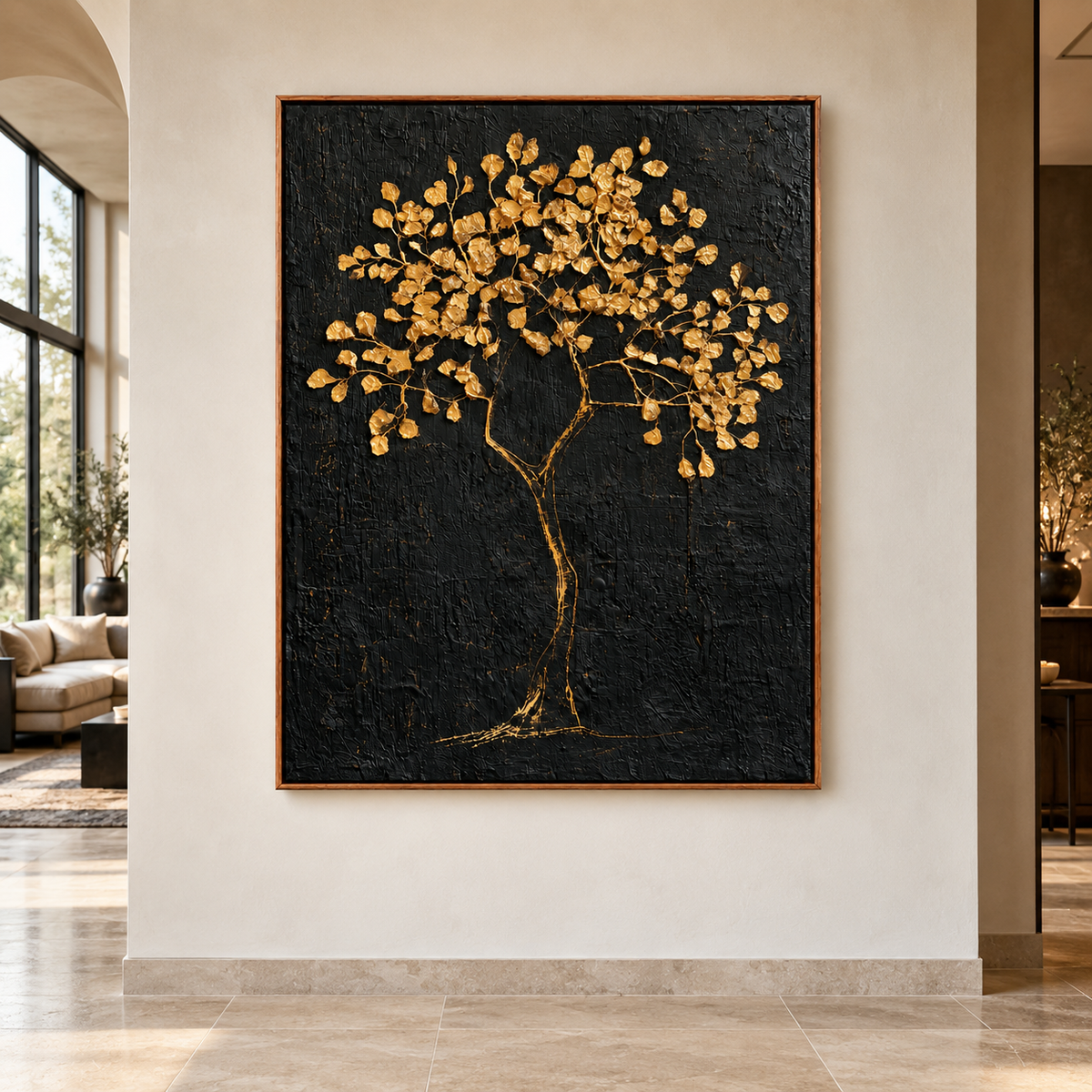 Black & Gold Art | Gilded Tree of Prosperity