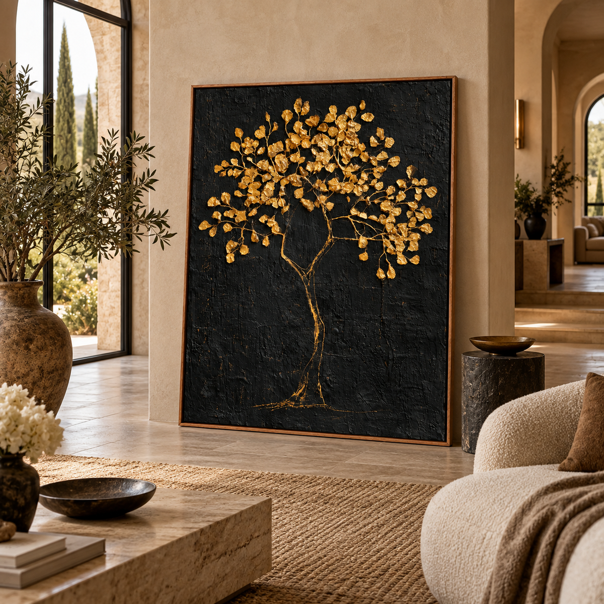 Black & Gold Art | Gilded Tree of Prosperity