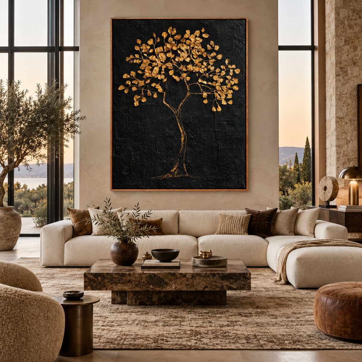 Black & Gold Art | Gilded Tree of Prosperity