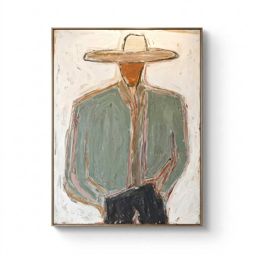 Minimal Cowboy Figure — Original Figurative Art
