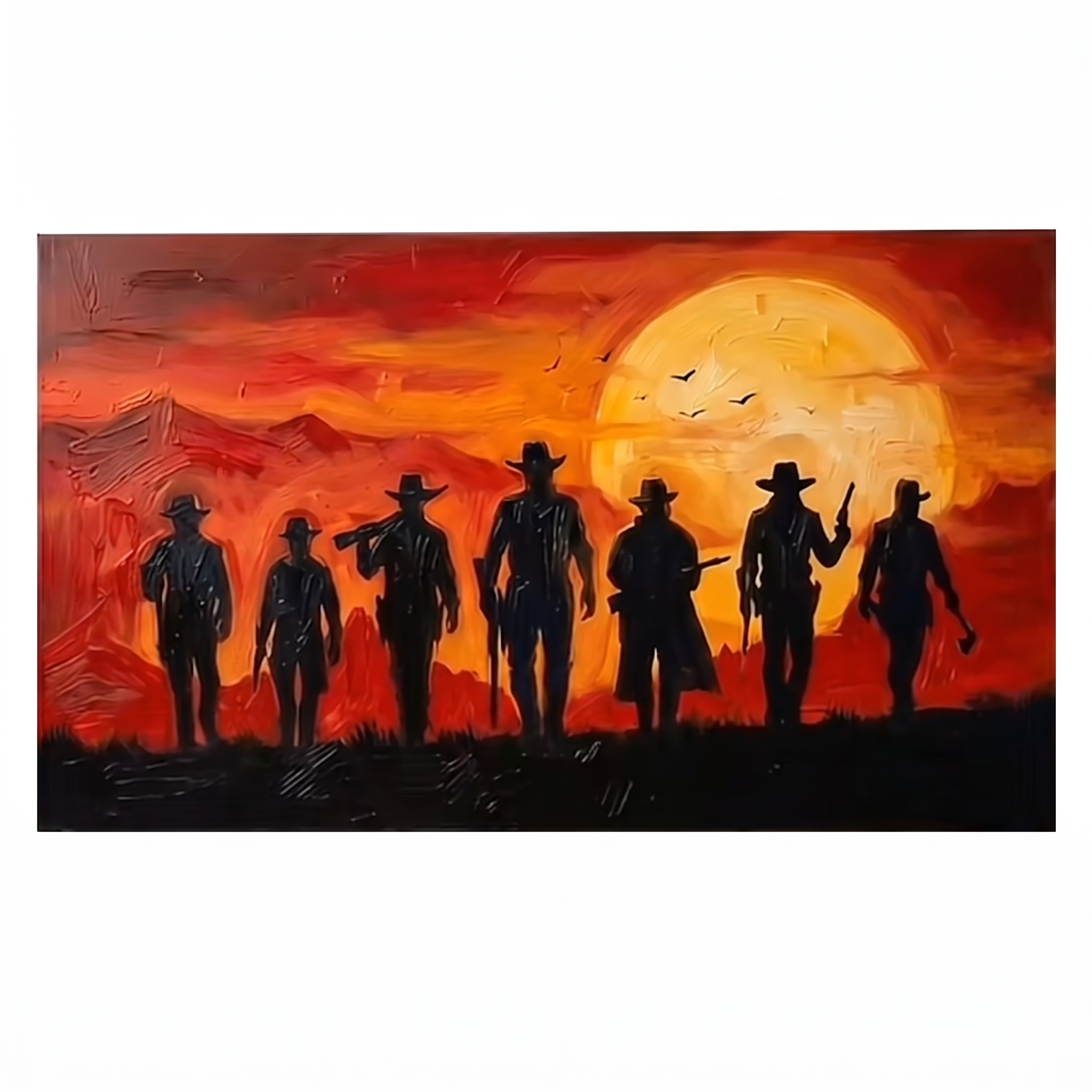Western Cowboy Art | Wild Western Cowboy Sunset Oil Painting