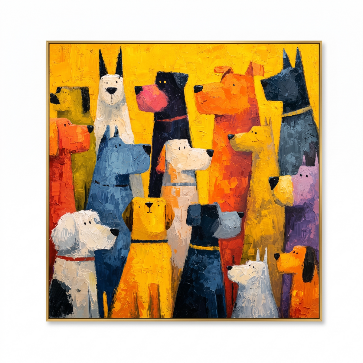 Contemporary Oil | Colorful Hound Gathering