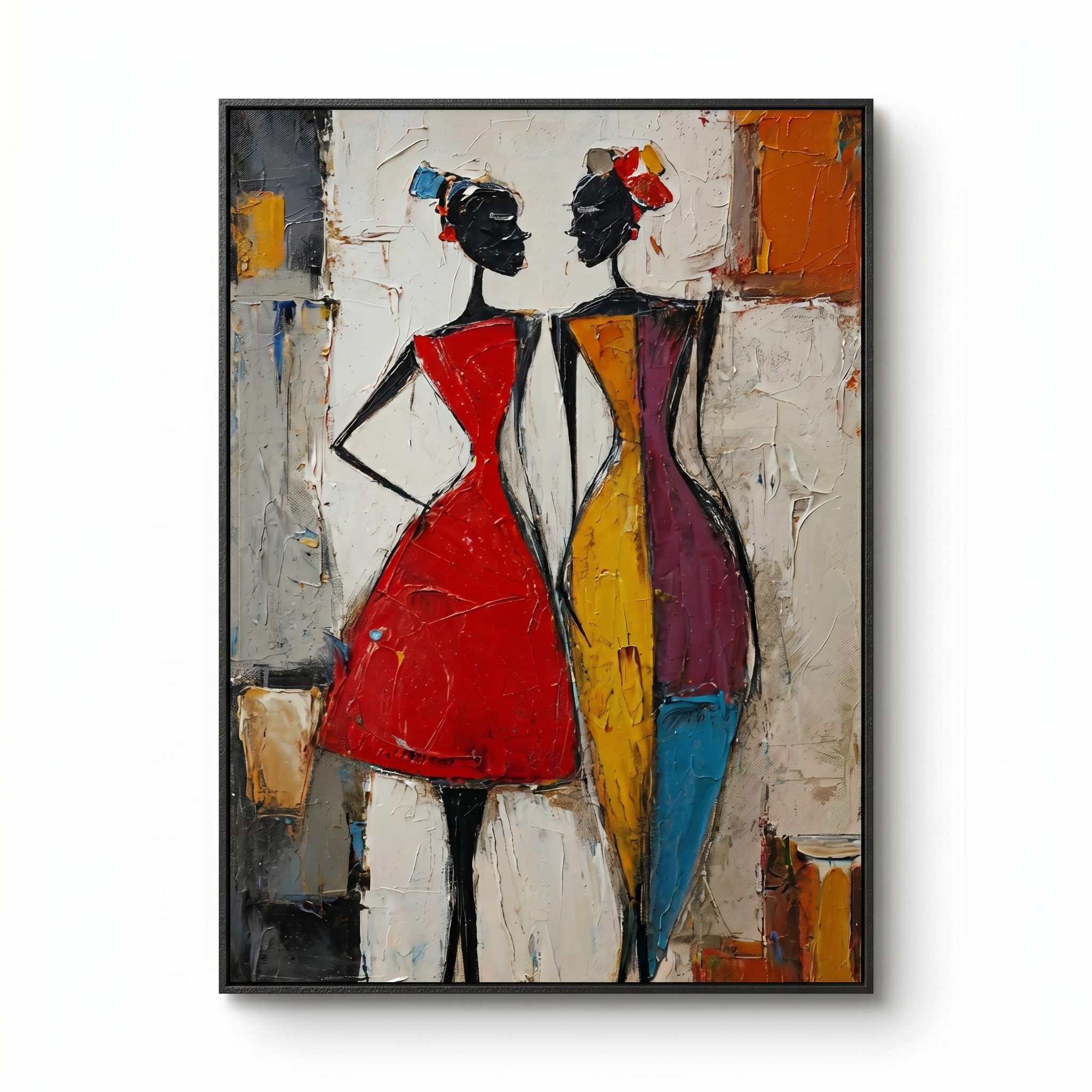 Sketch of Intimacy - Large Modern Minimalist Abstract Figure Oil Painting