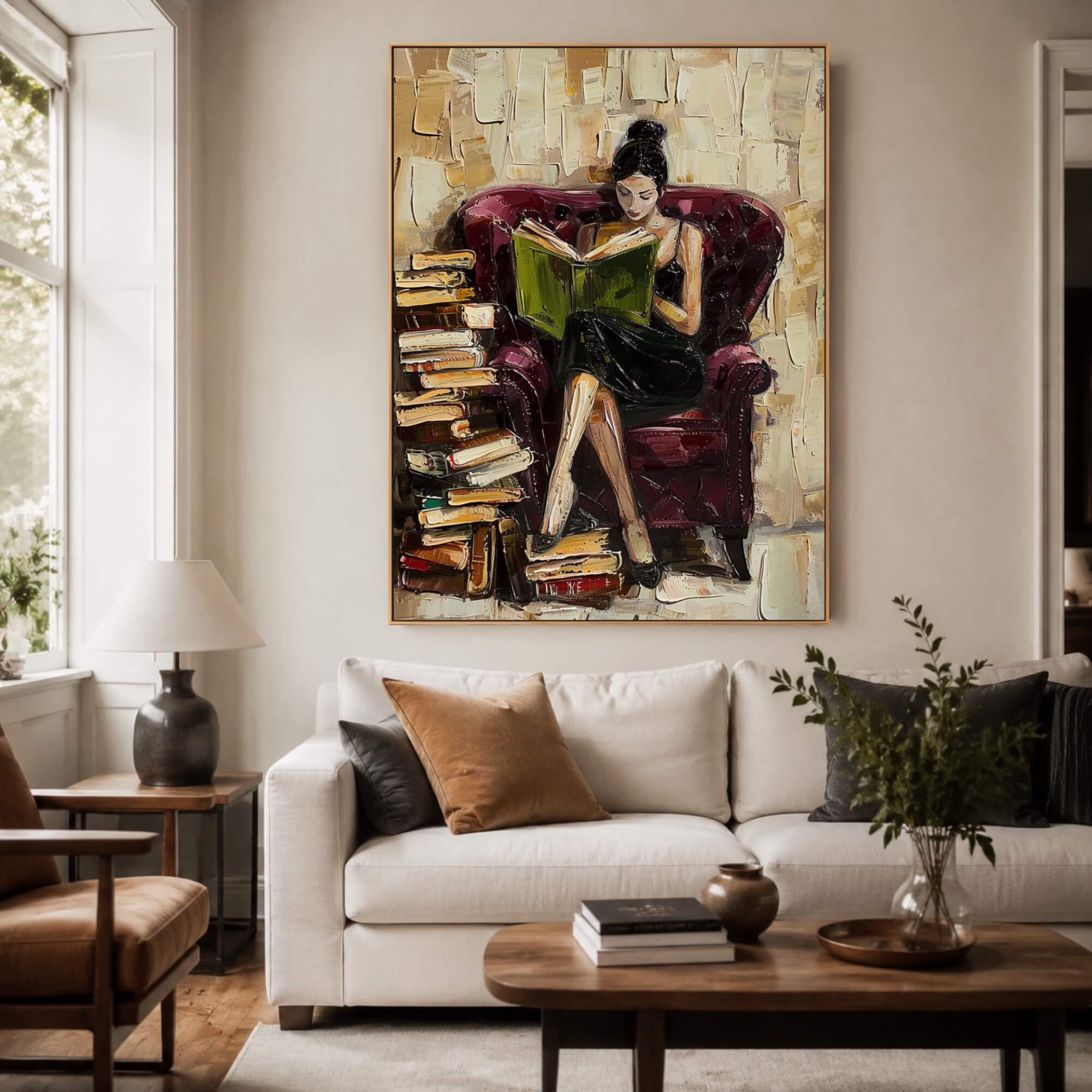 Impressionist Art | Burgundy Chair Read