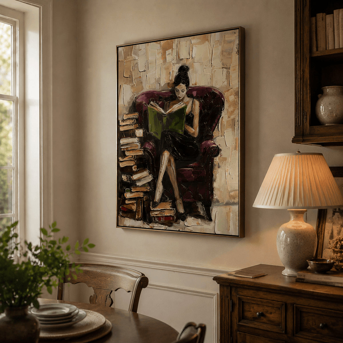 Impressionist Art | Burgundy Chair Read