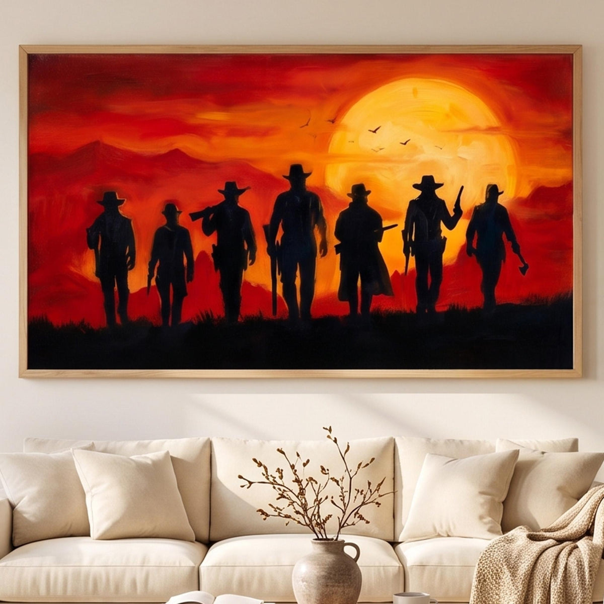 Western Cowboy Art | Wild Western Cowboy Sunset Oil Painting