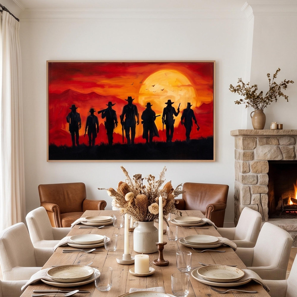 Western Cowboy Art | Wild Western Cowboy Sunset Oil Painting