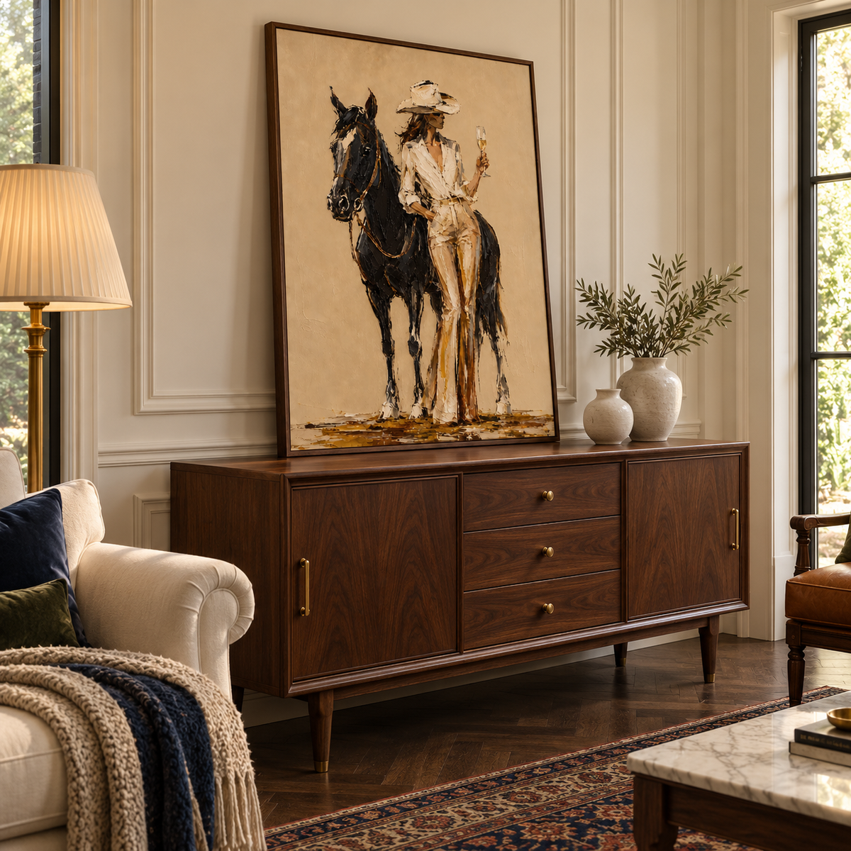 Vintage Americana Art | Champagne on the Range