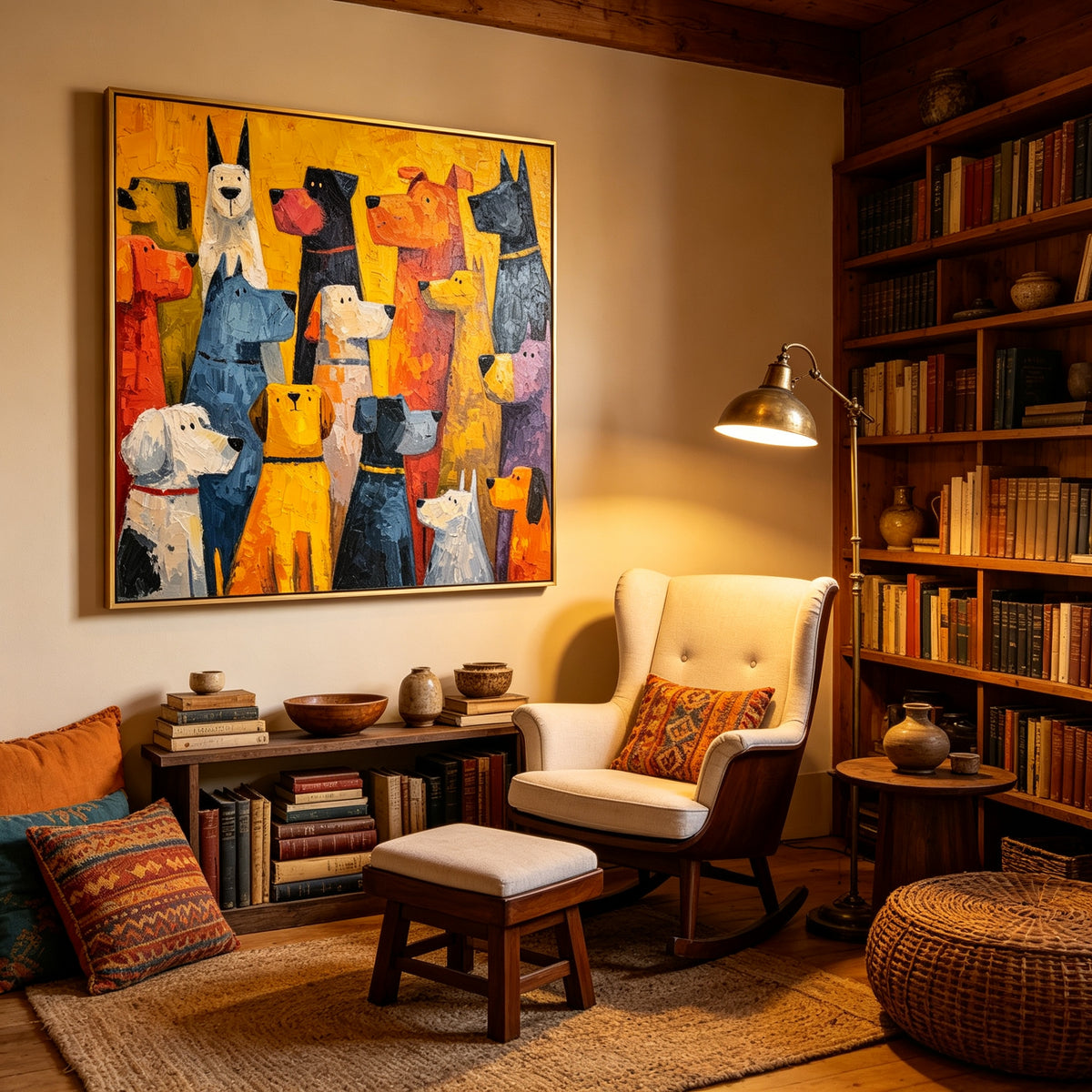 Contemporary Oil | Colorful Hound Gathering