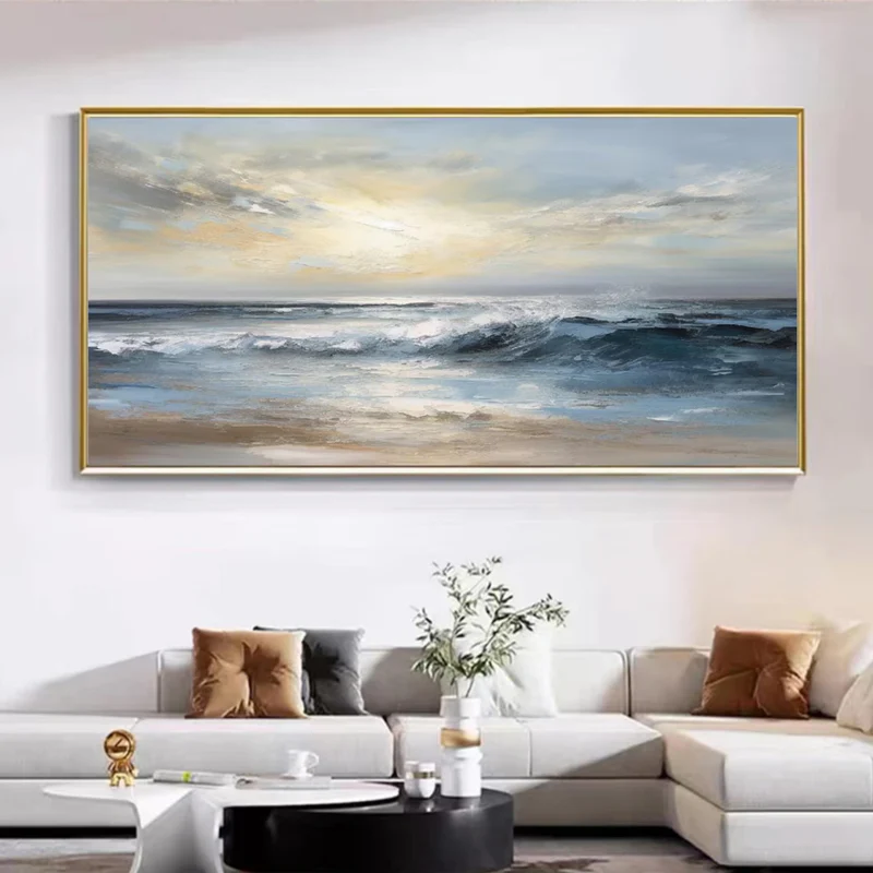 Textured Golden Sky Ocean Wall Art