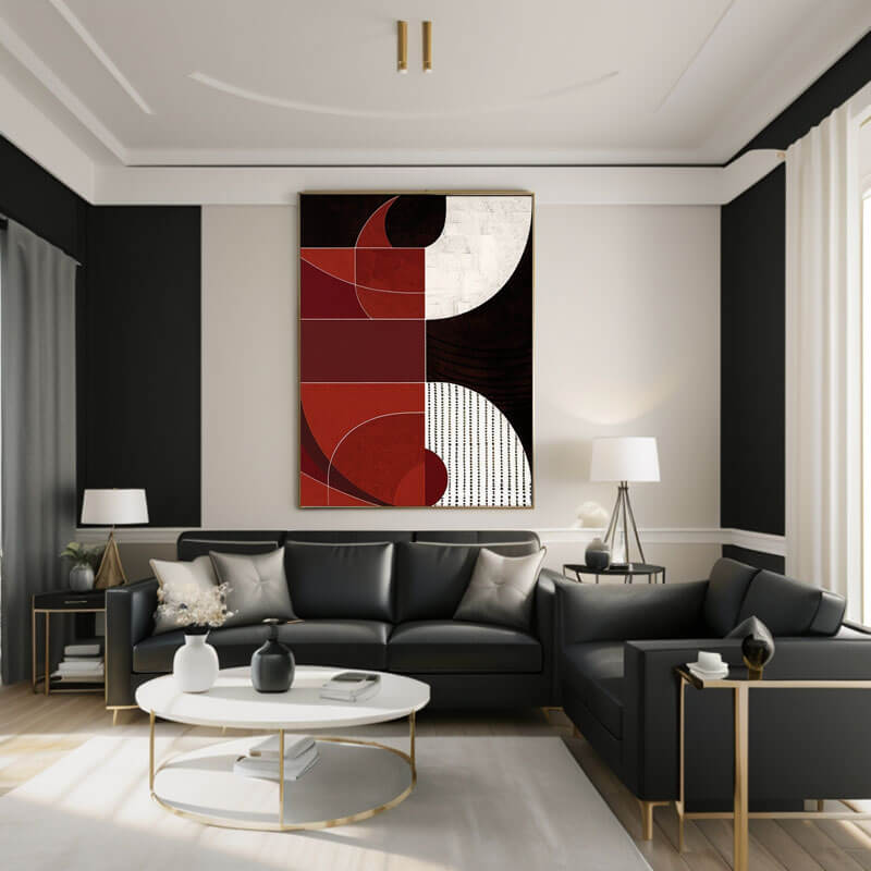 Red and Black Composition in Abstract Form