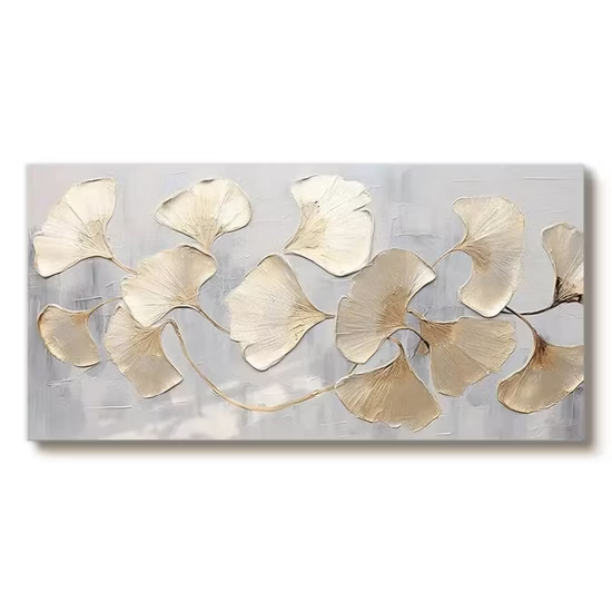 Metallic Gold Ginkgo Leaves Wall Art