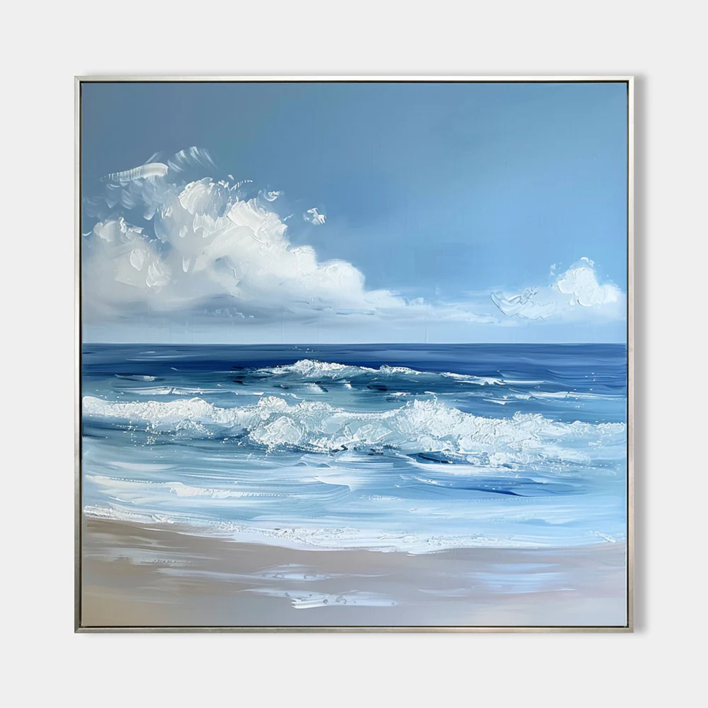Blue Textured Minimalist Wall Art
