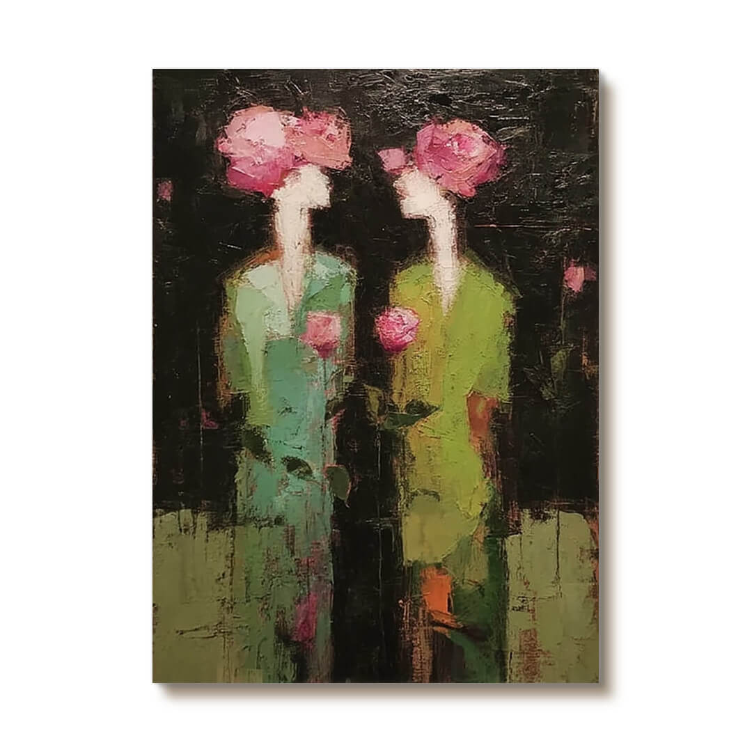Botanical Reverie in Green and Rose