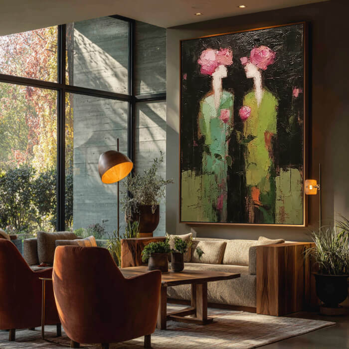 Botanical Reverie in Green and Rose