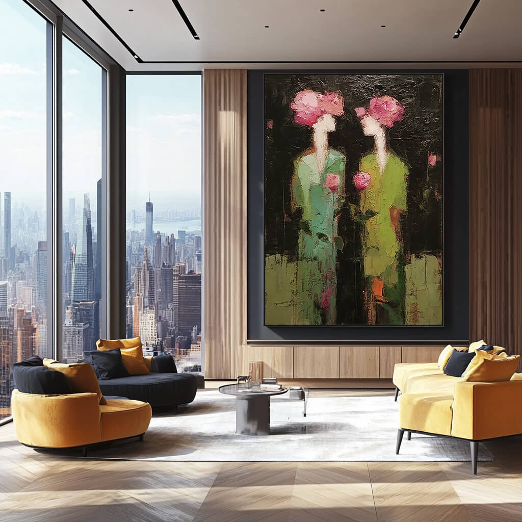 Botanical Reverie in Green and Rose