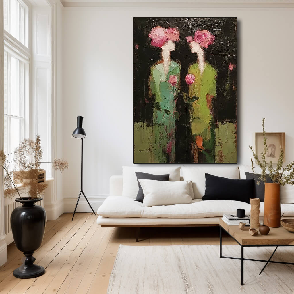 Botanical Reverie in Green and Rose