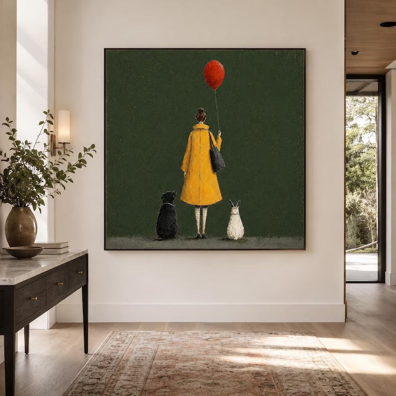 Contemporary Art | Red Balloon and Animal Friends