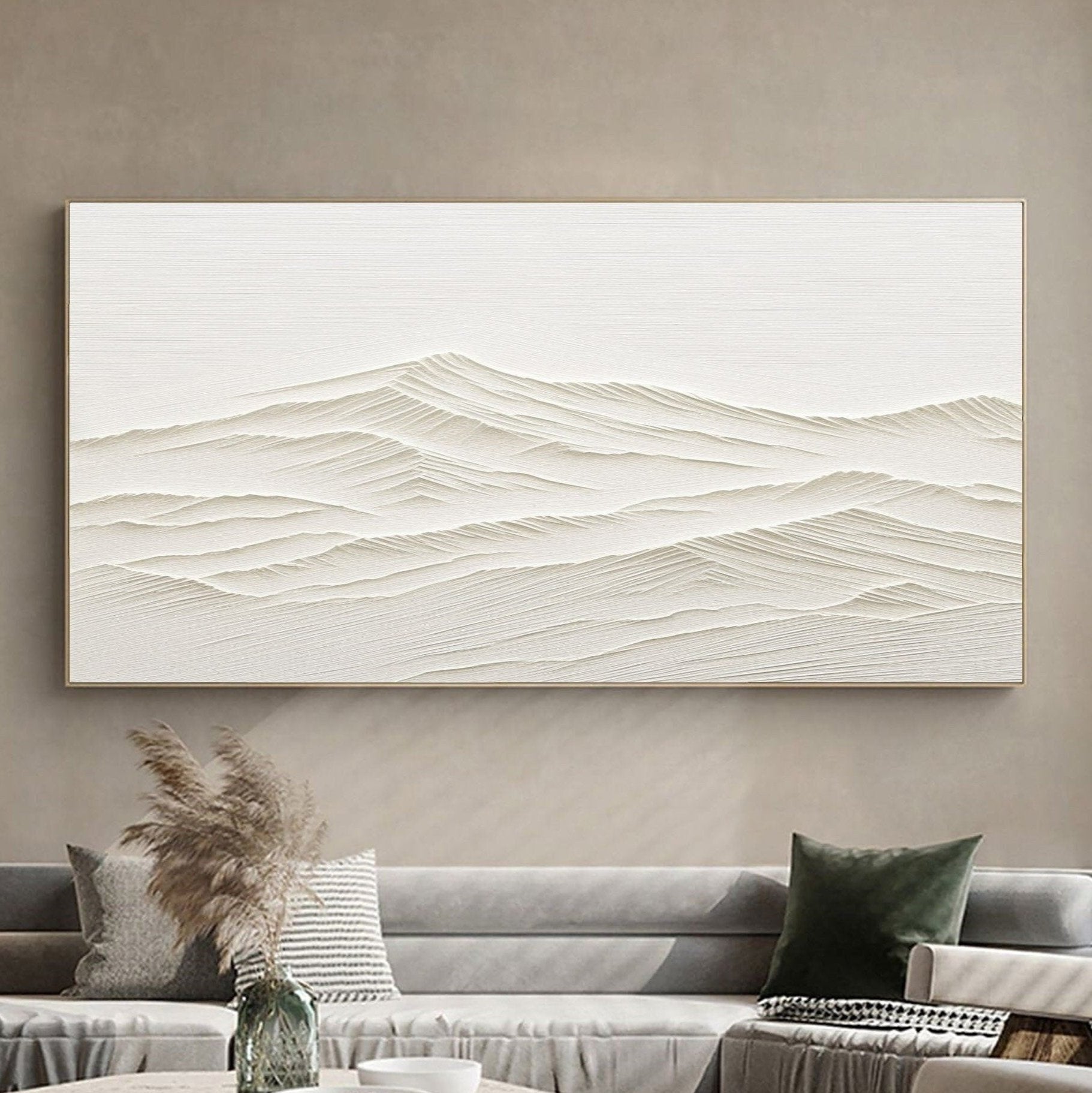 3D Textured White Mountain Range Wall Art