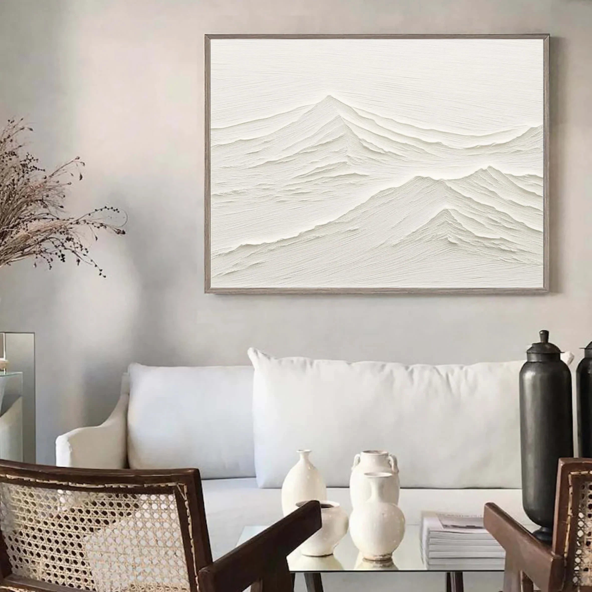 Textured White Dune Relief Art