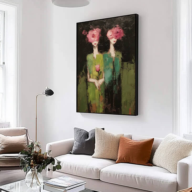 Midsummer Revelry - Modern Abstract Botanical Personage Oil Painting