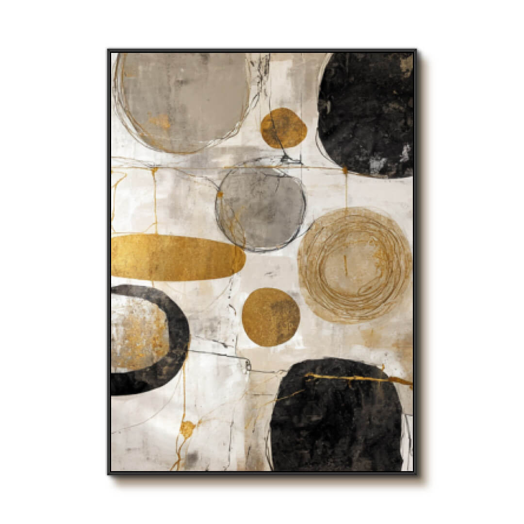 Minimalist Orbits - Large Modern Textured Gold Leaf Abstract Wall Art
