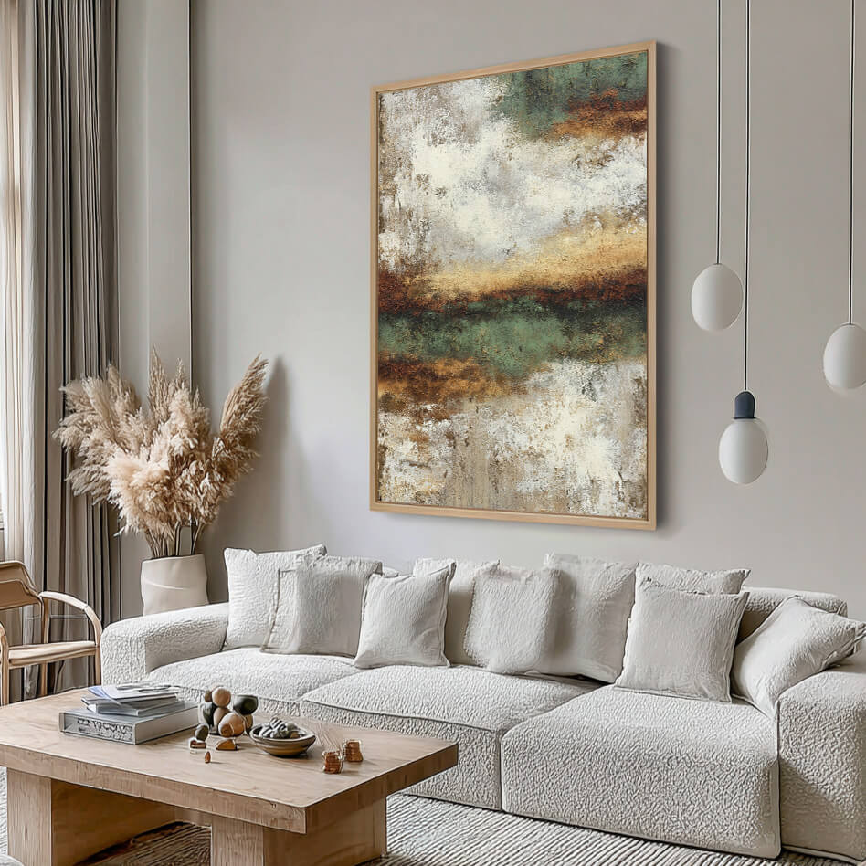 Misty Forest Plains - Large Earthy Tone Impasto Texture Wall Art