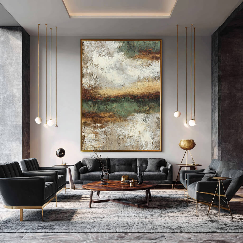 Misty Forest Plains - Large Earthy Tone Impasto Texture Wall Art