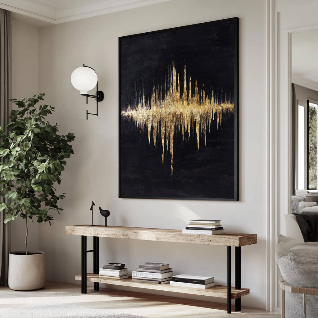 Molten Gilded City - Large Abstract Gold Leaf Wall Art