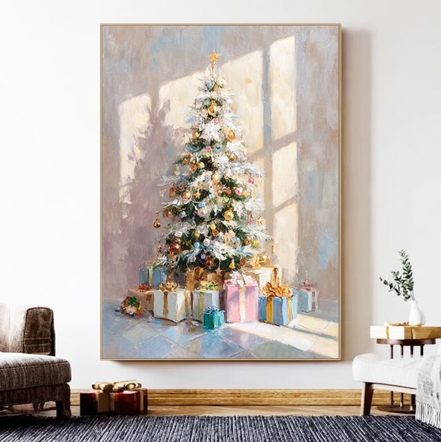 Morning of Christmas - Hand-Painted Christmas Tree Oil Painting
