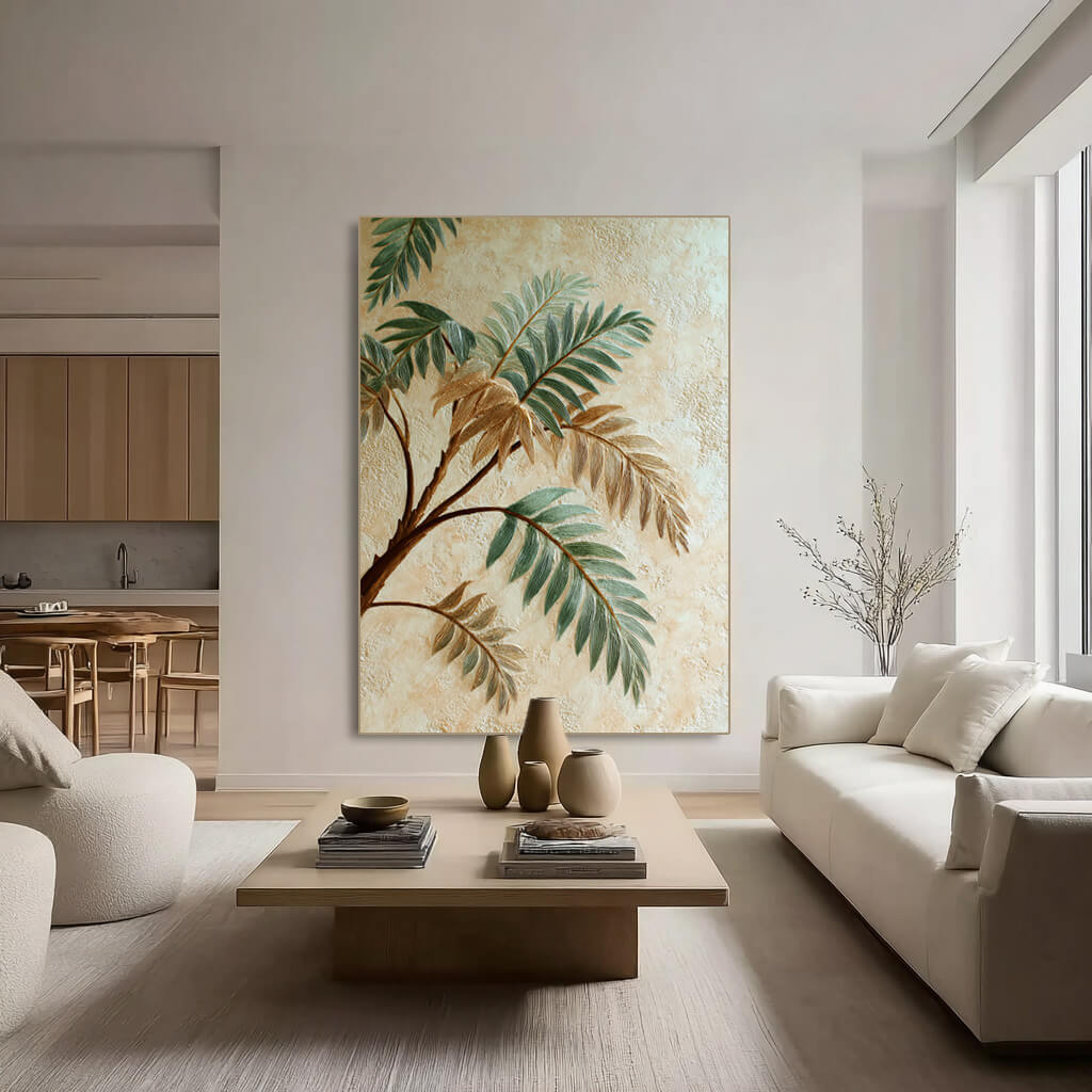 Narrative of Veins - Large Wabi Sabi Texture Tropical Palm Leaf Wall Art