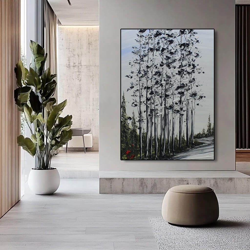 Path Through Woods - Large Modern Impasto Texture Decor Wall Art