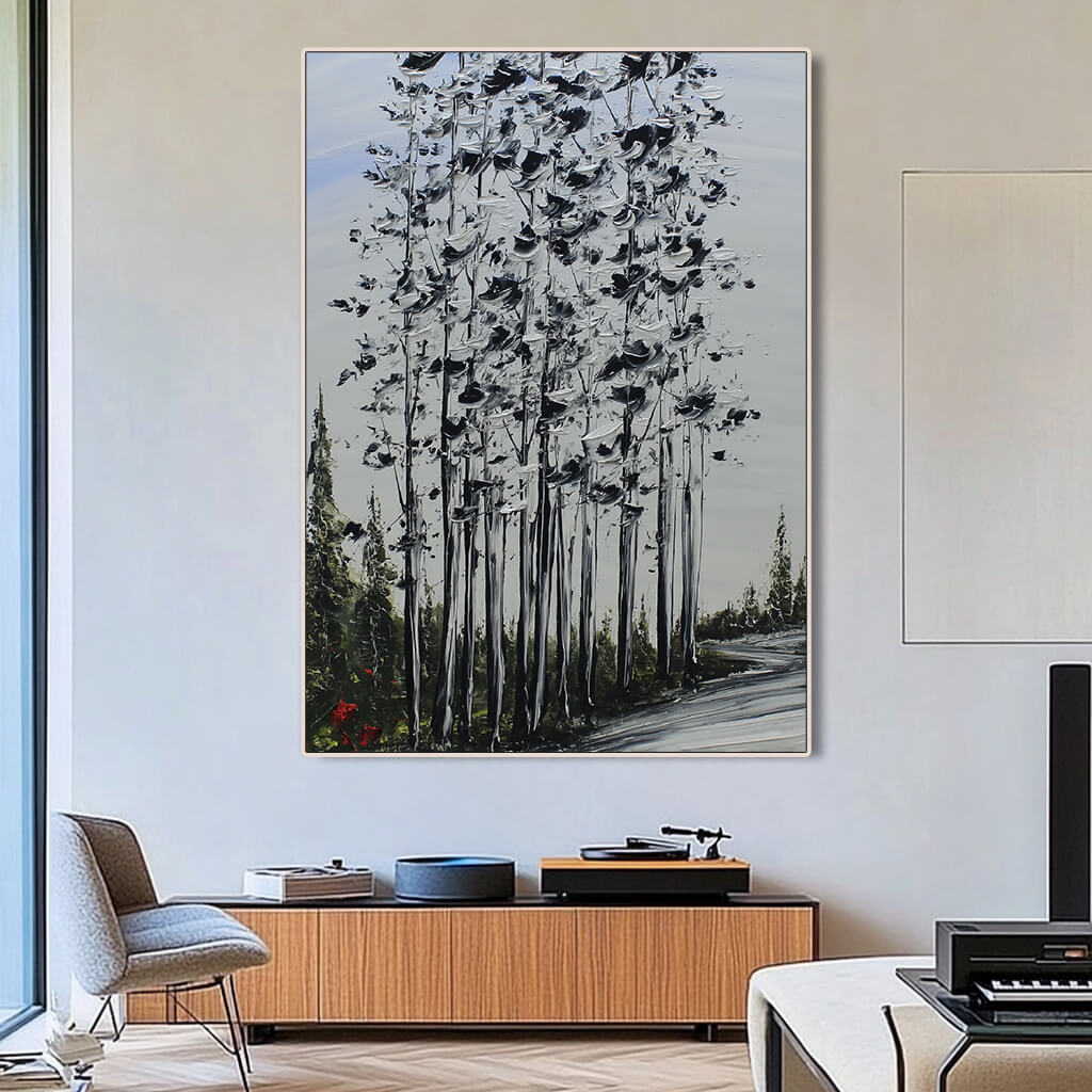 Path Through Woods - Large Modern Impasto Texture Decor Wall Art