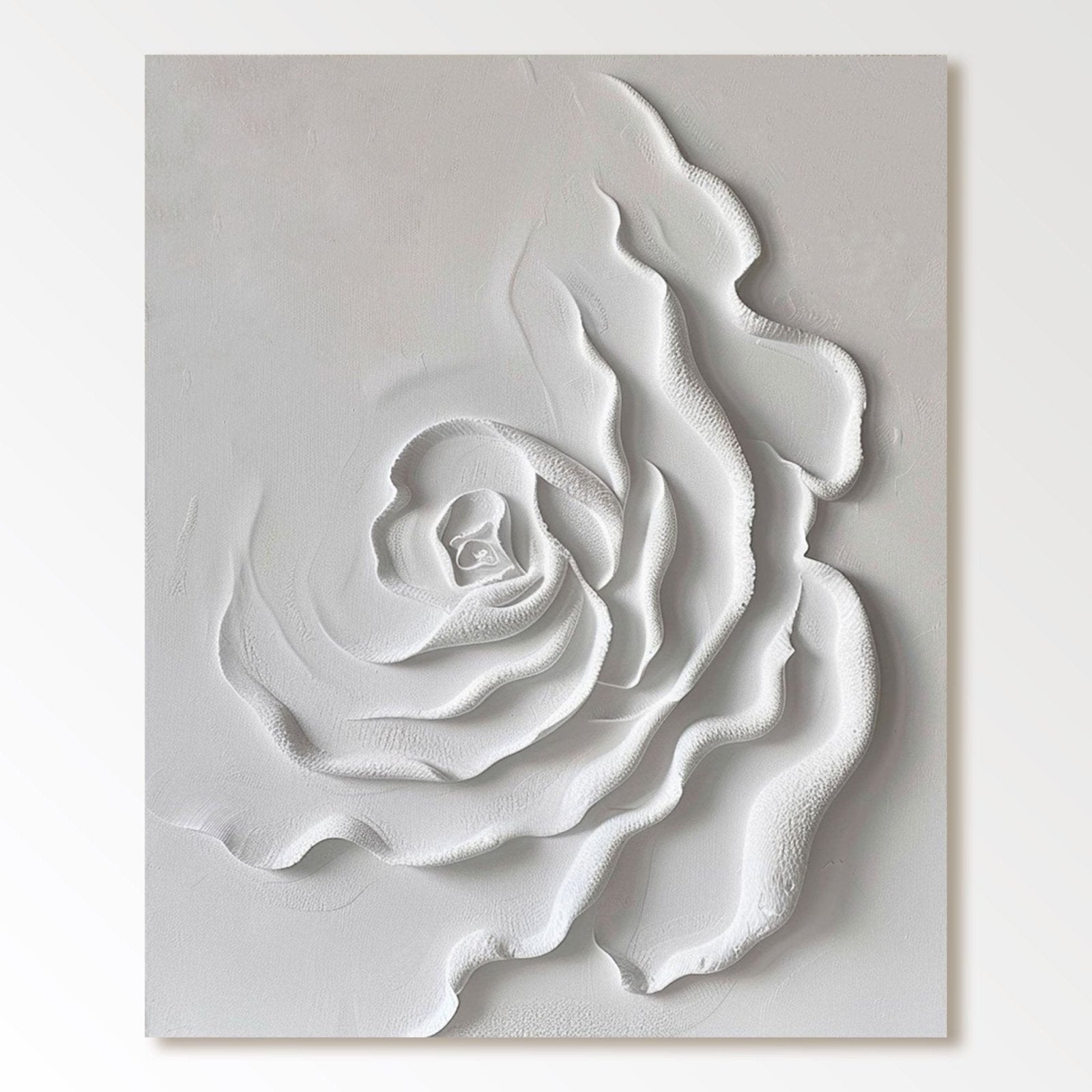 3D Textured Ivory Rose Wall Art
