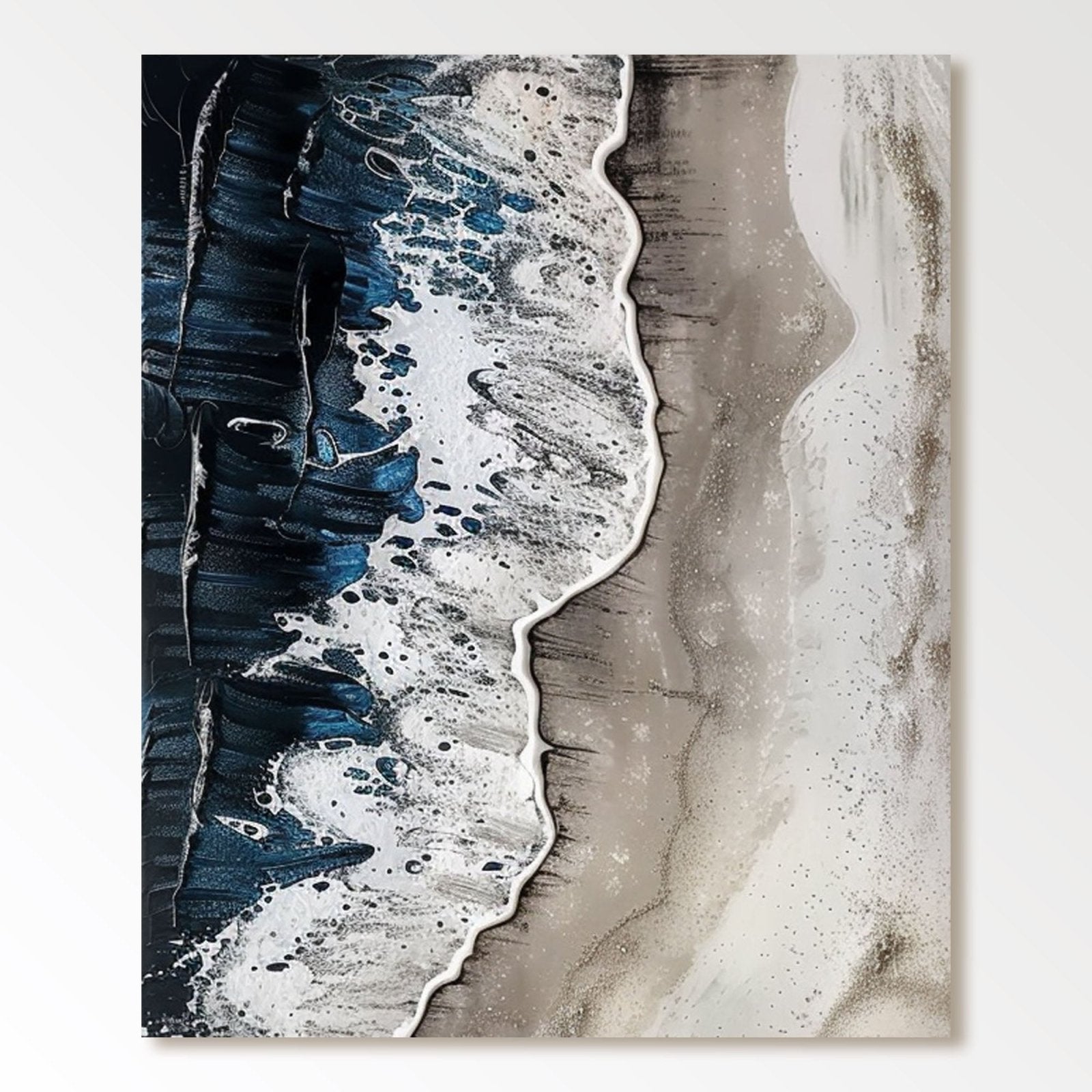 Textured Navy Wave Shoreline Wall Art