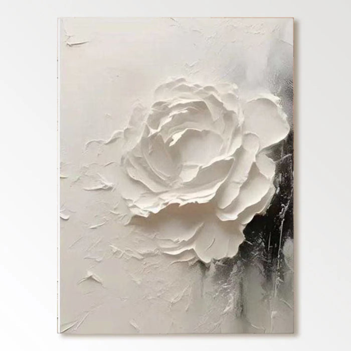 3D Textured Single White Rose Wall Art