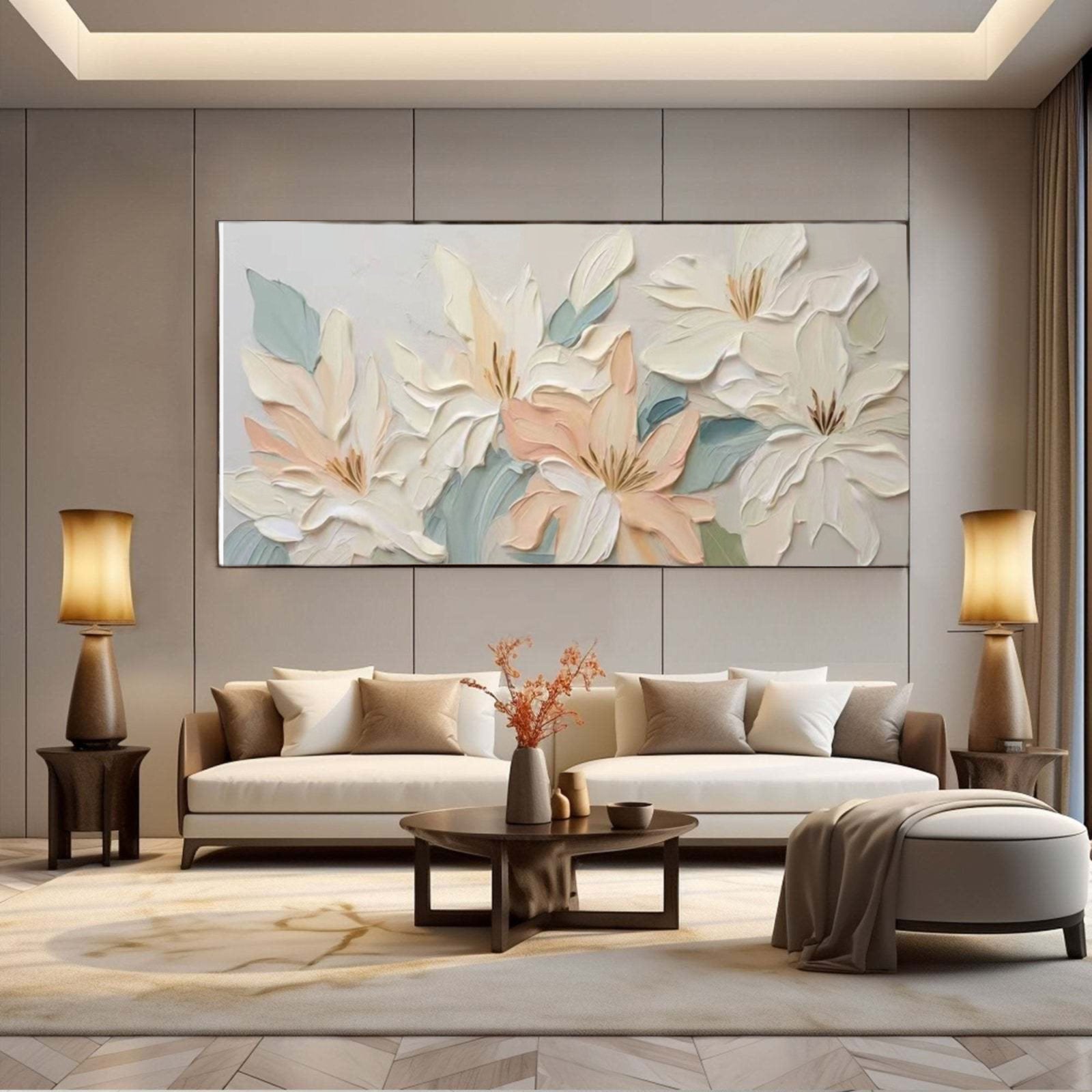 Hand-Sculpted Ivory Floral Wall Art