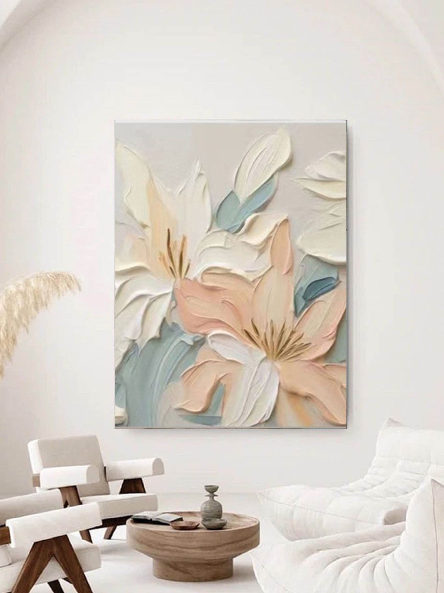 Hand-Sculpted Ivory Floral Wall Art