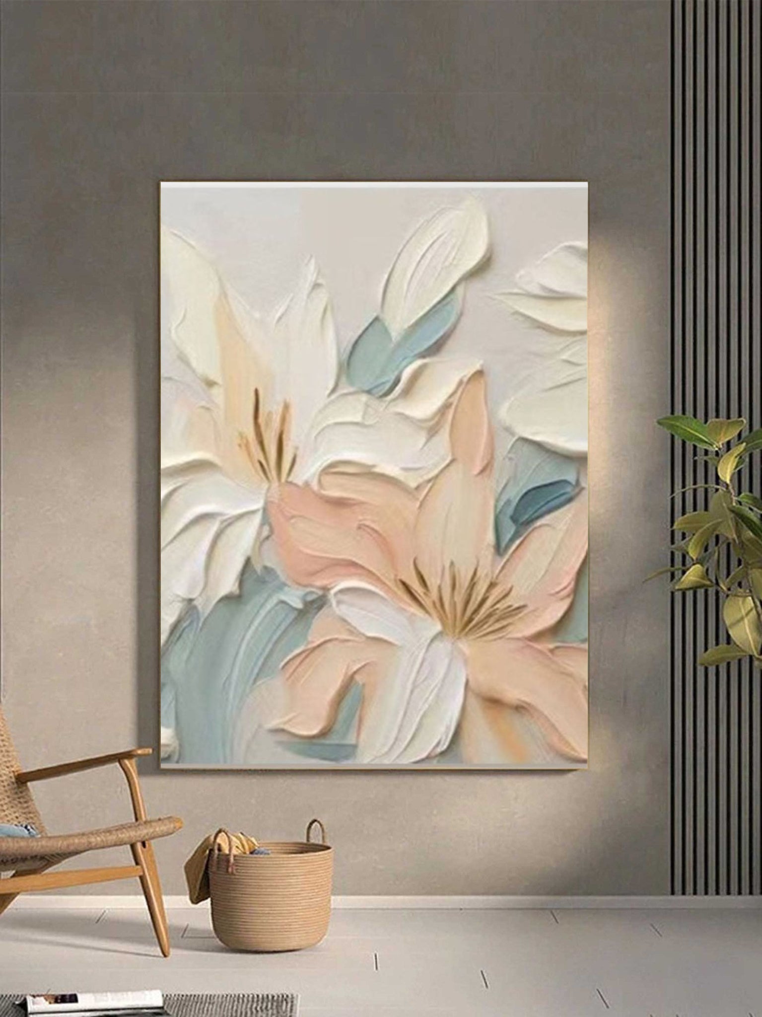 Hand-Sculpted Ivory Floral Wall Art