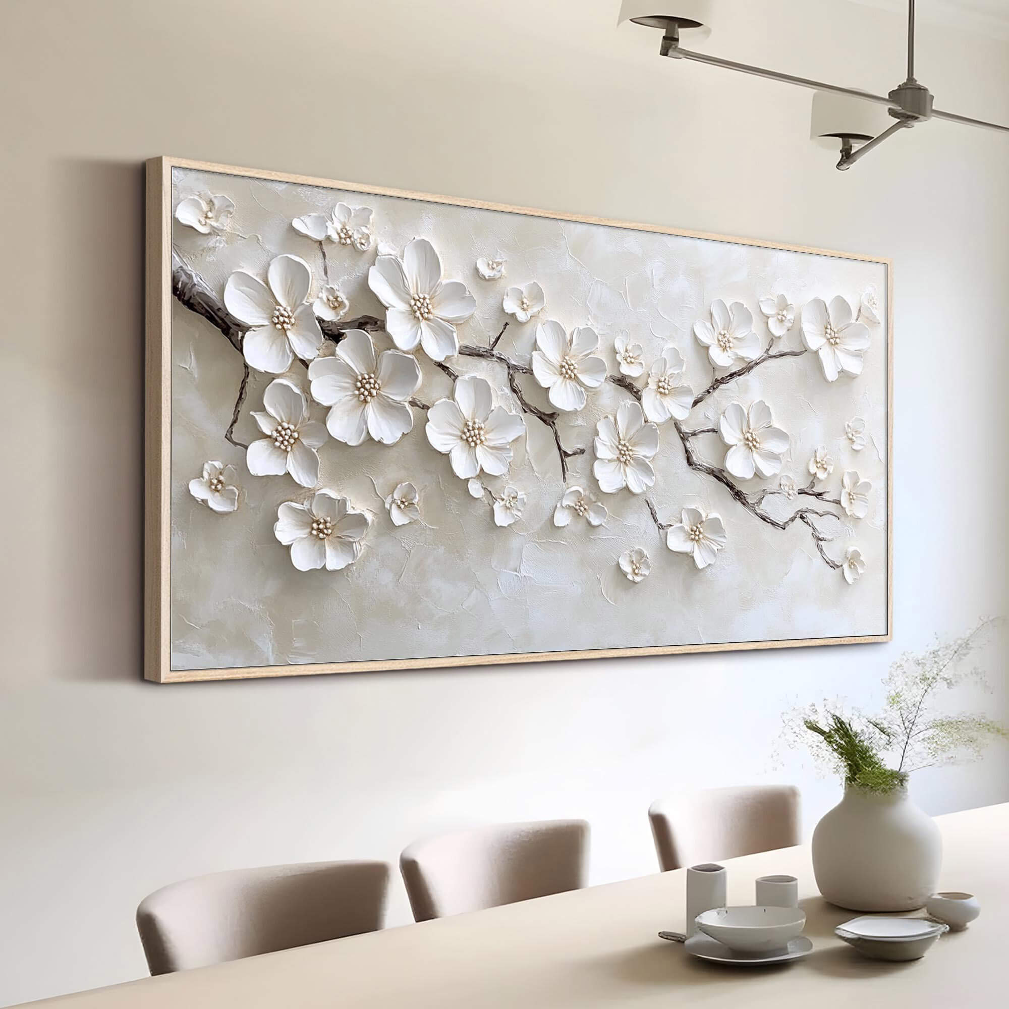 Pure Petals - Textured White Floral Canvas Art