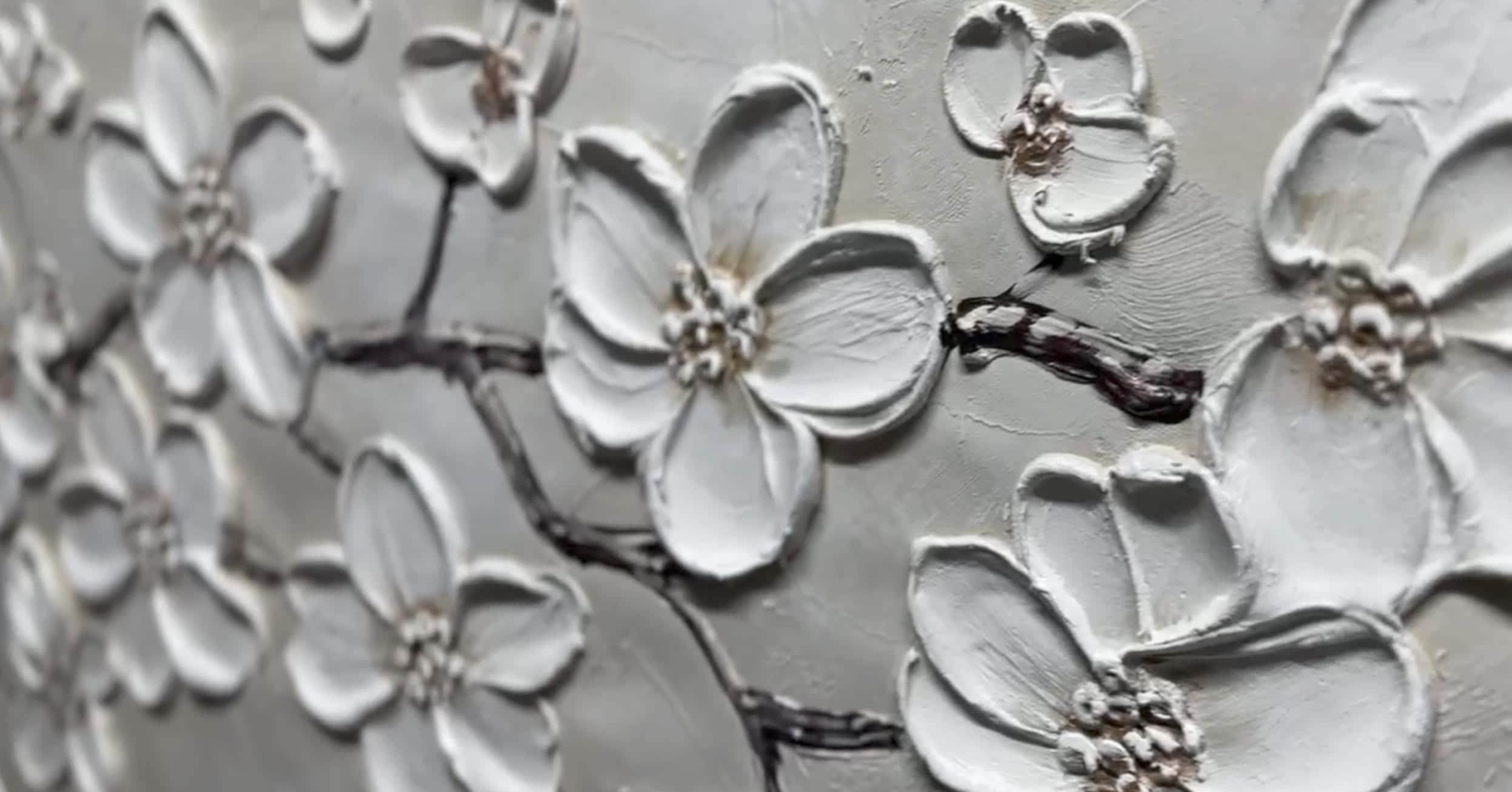 Pure Petals - Textured White Floral Canvas Art