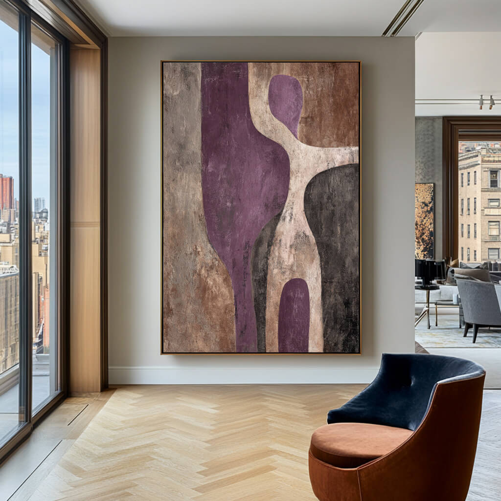 Purple Monsoon - Modern Abstract Textured Oil Painting