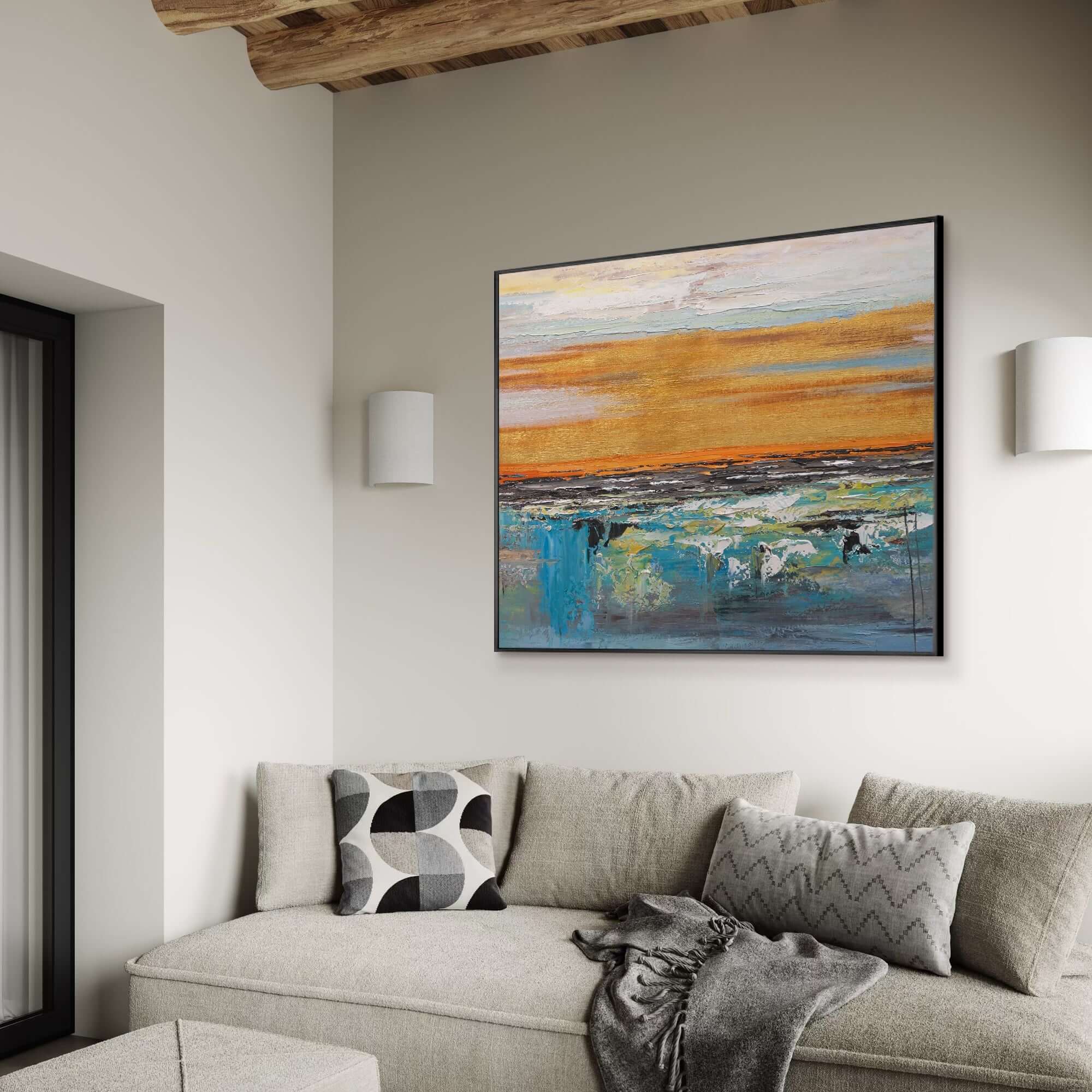 Rays of Life - Large Gold Abstract Wall Art