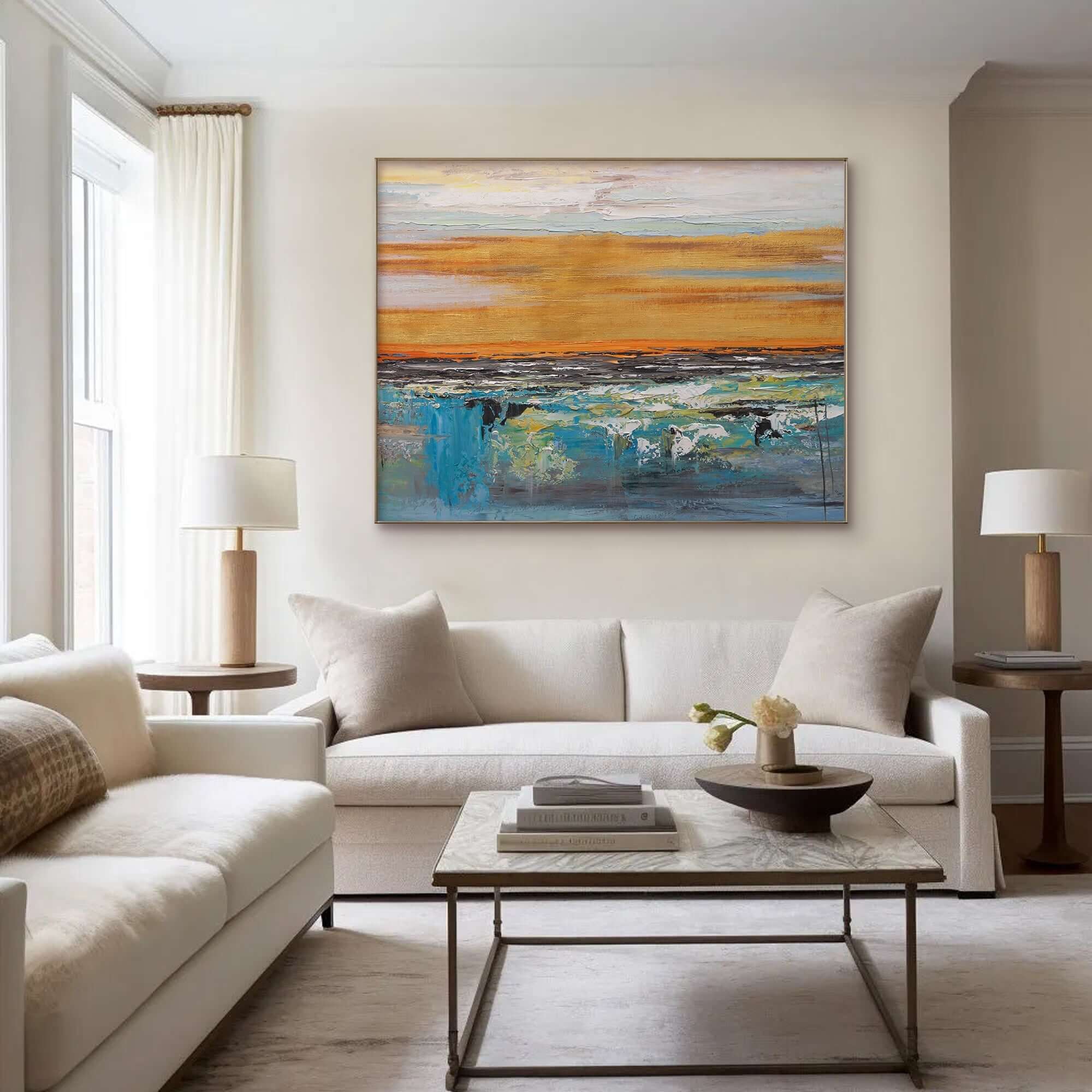 Rays of Life - Large Gold Abstract Wall Art