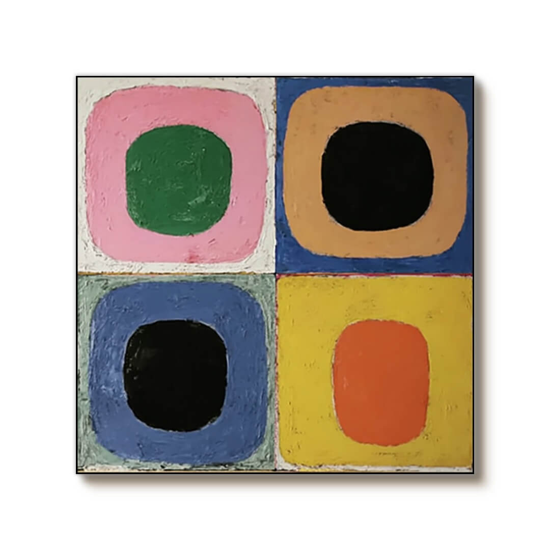 Rhythmic Grid - Modern Colorful Abstract Impasto Wall Art