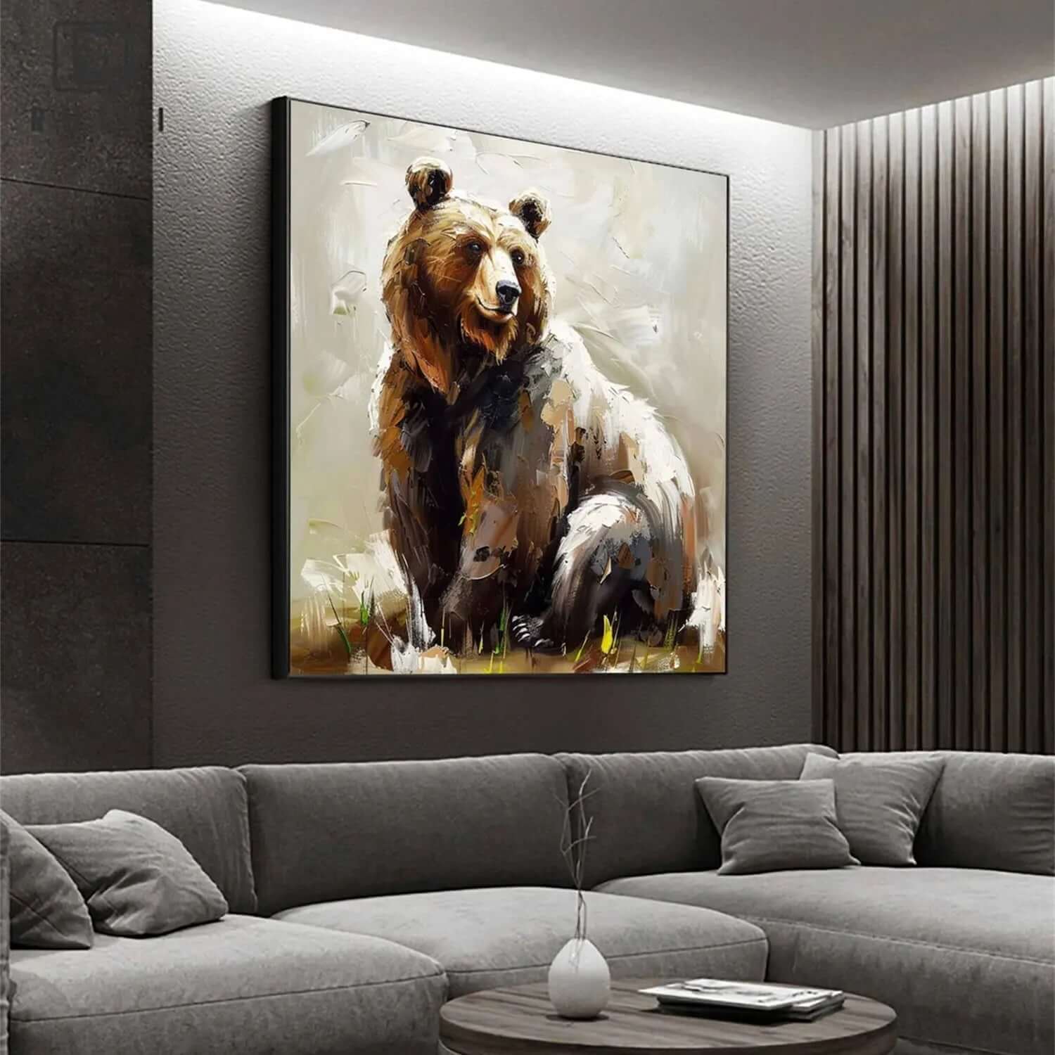 Seated Brown Bear - Modern Abstract Animal Wall Art