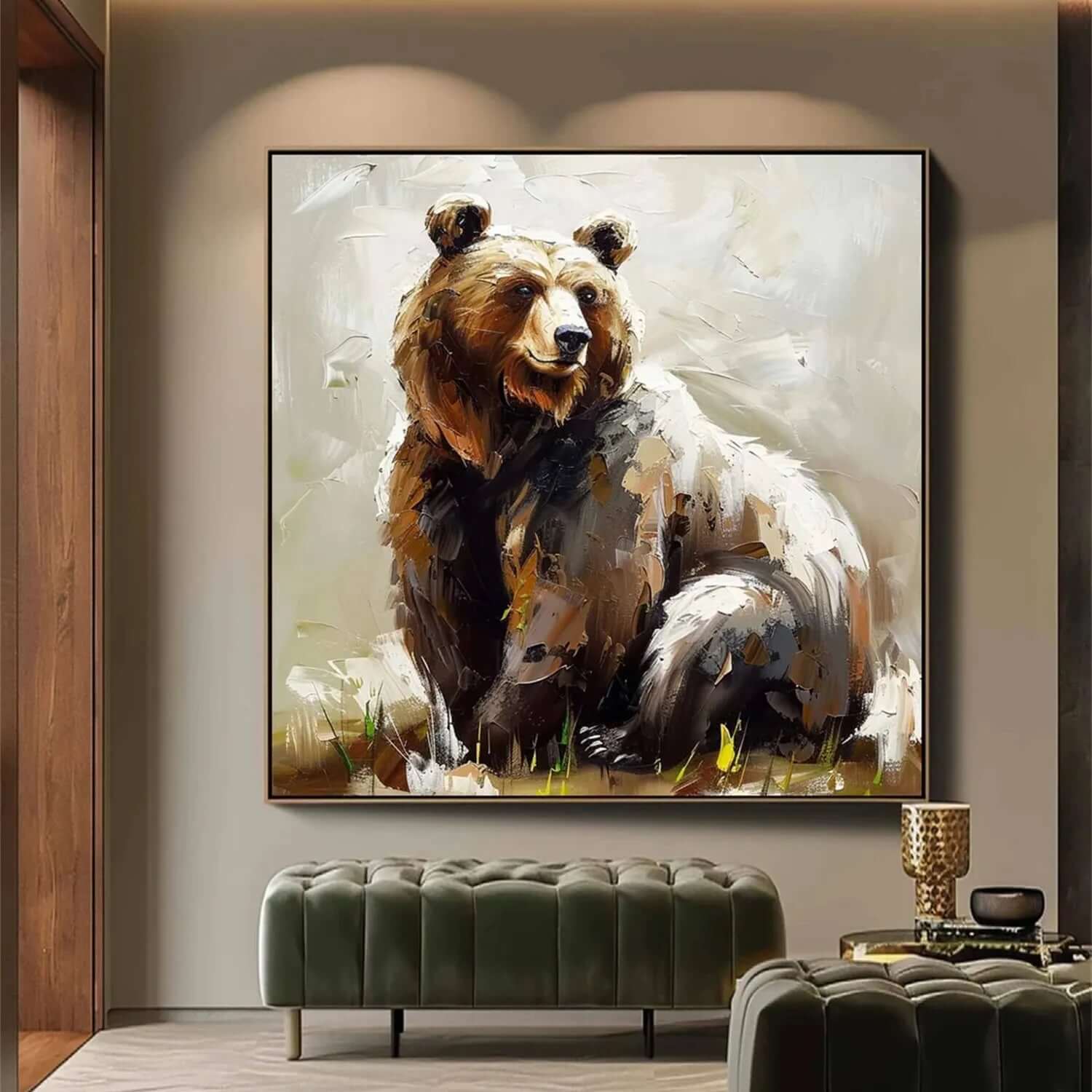 Seated Brown Bear - Modern Abstract Animal Wall Art