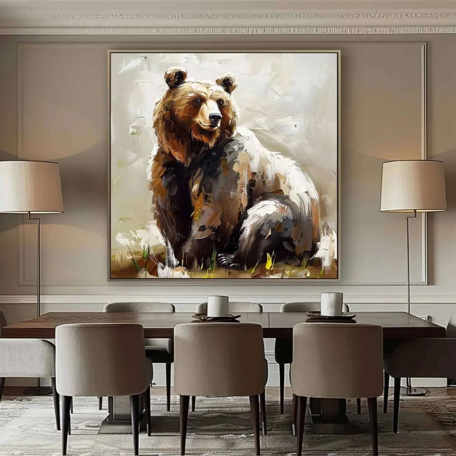 Seated Brown Bear - Modern Abstract Animal Wall Art